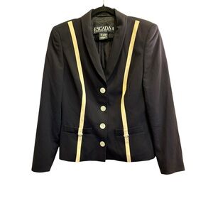 Escada Vintage Women's Wool Single Breasted Blazer with Cream Accents sz 38